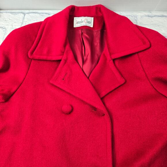 Vintage Jennifer Chase Wool Double Breasted Coat Union Label Red Holiday size 10 - Picture 4 of 16